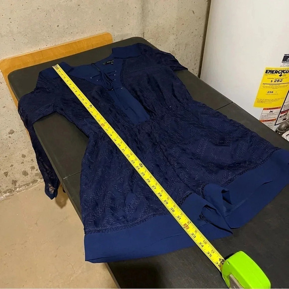 Adelyn Rae Navy Eyelet Lace Romper Sz M Long Sleeves Shorts - Picture 10 of 11